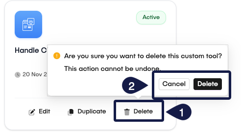 Custom Tool Delete