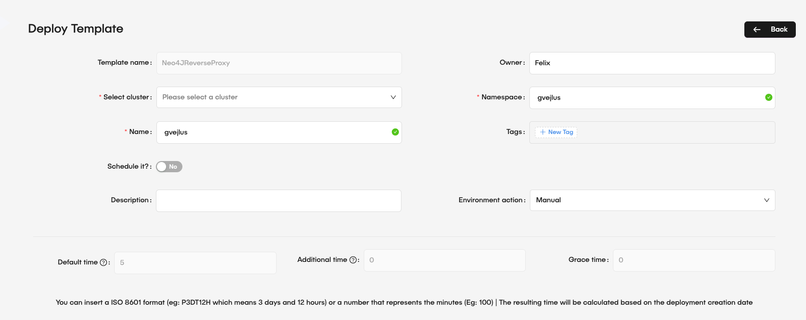 Deploy Template Details